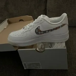Nike Air Force 1 white with Burberry swoosh. Custom made.. Custom Nike Air Force 1  main image 4